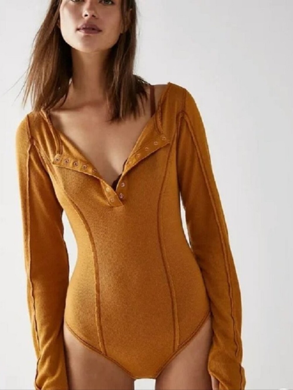 Free People Sloan Bodysuit Amber Rust Size XL New